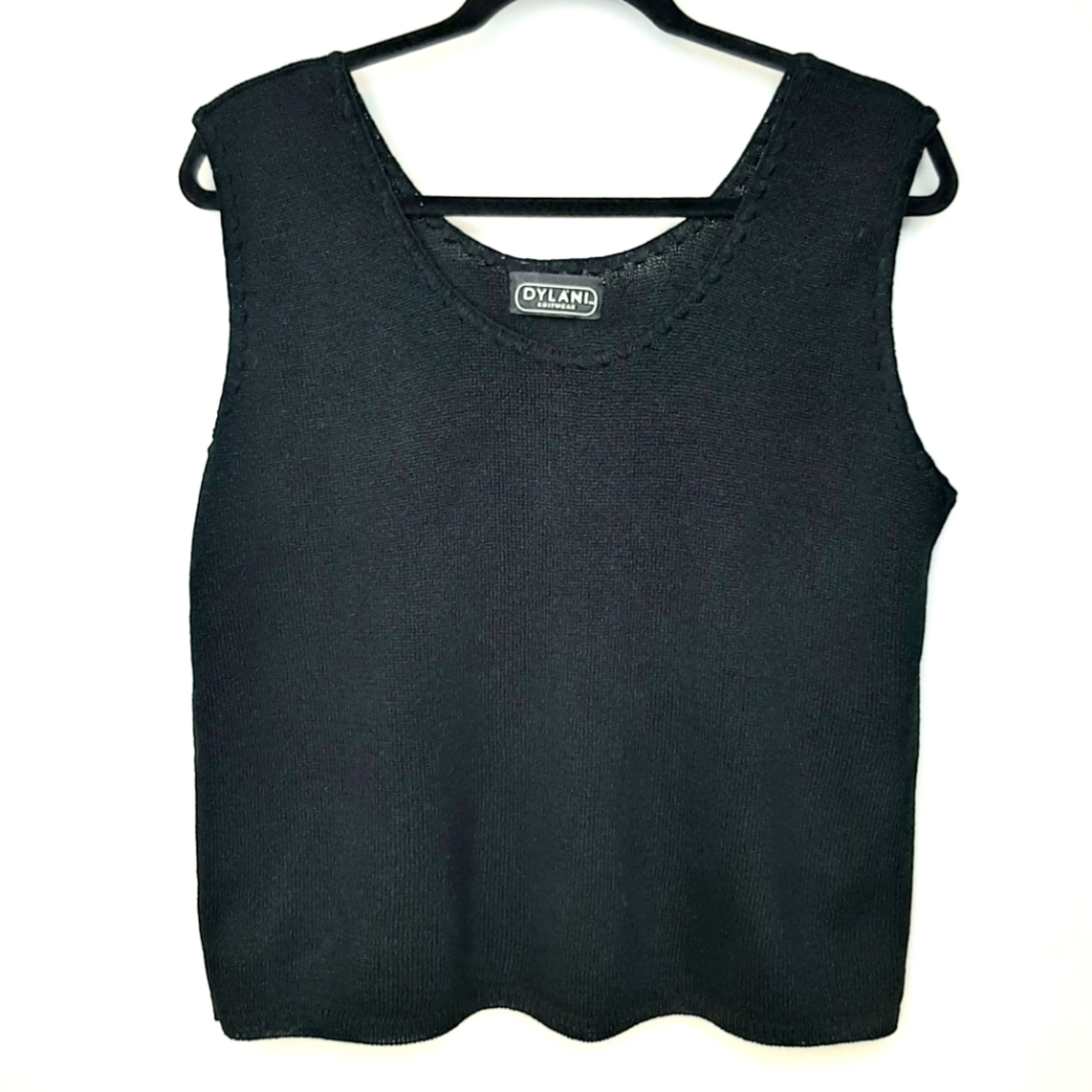 Vintage Dylani Cropped Black Sleeveless Knit Top Size Large Y2K Grunge